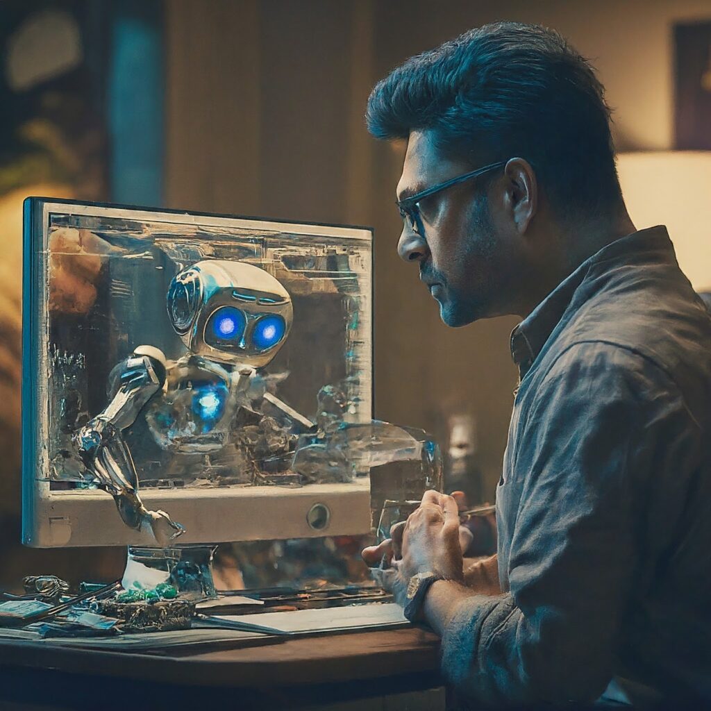 A man working on an AI